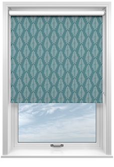 Fern Leaves, Petrol - Roller Blind